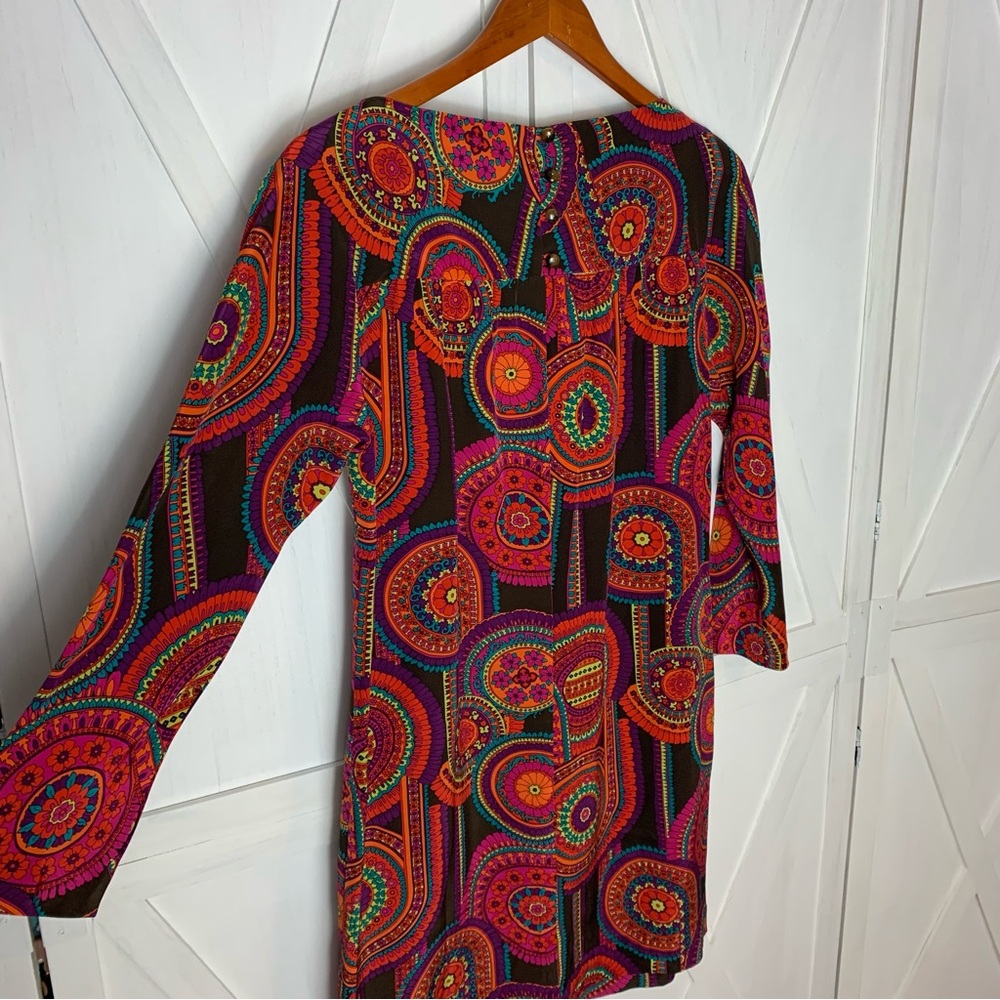 SOLD ❤️ Trina Turk Medallion Mandala 100% Silk 3/4 Length Long Sleeve Dress Sz 8 - Picture 10 of 16